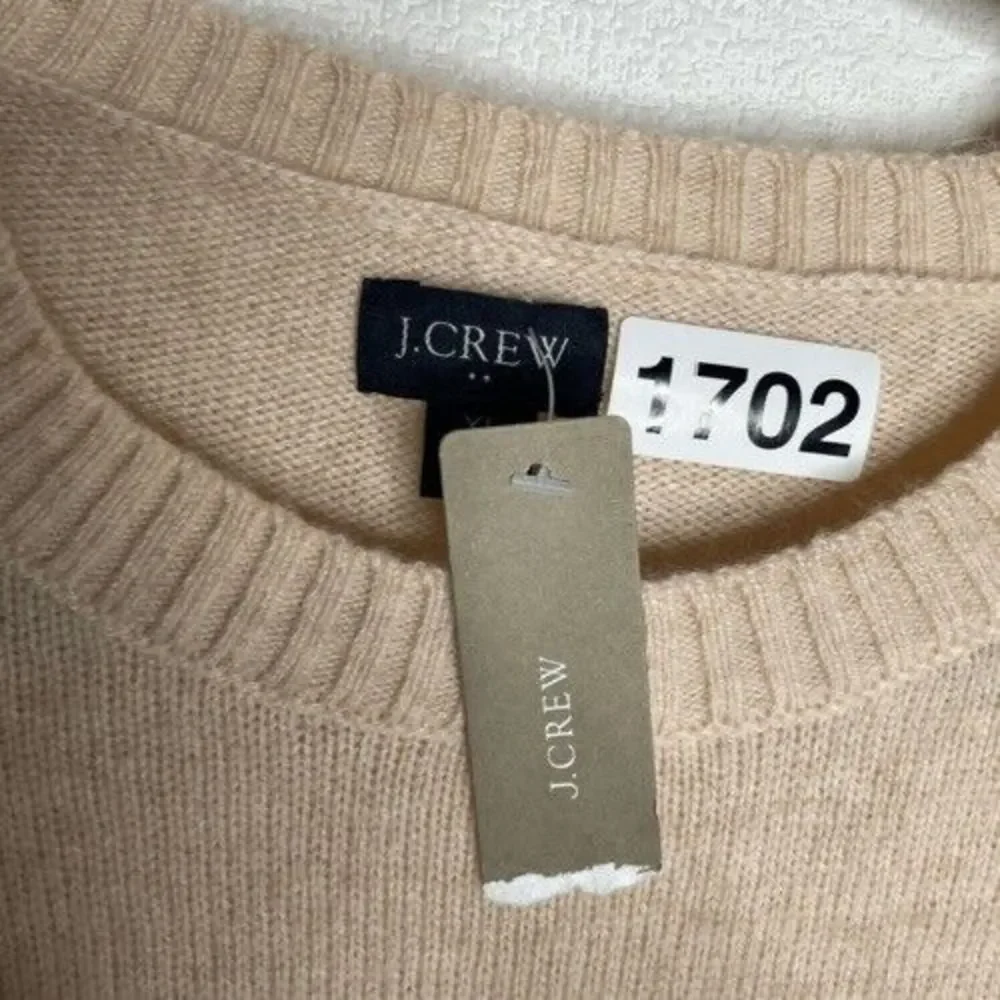 NWT J.Crew Long Sleeve Lambswool Blend Crewneck Office Sweater Men Size XL Cream